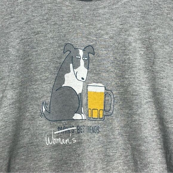 Life Is Good Womens Crusher Tee T Shirt Size Small Gray Dog Beer Best Friend - Picture 2 of 6